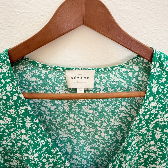 Sezane Eloine Blouse Garden Green - Size 2 - Picture 4 of 6